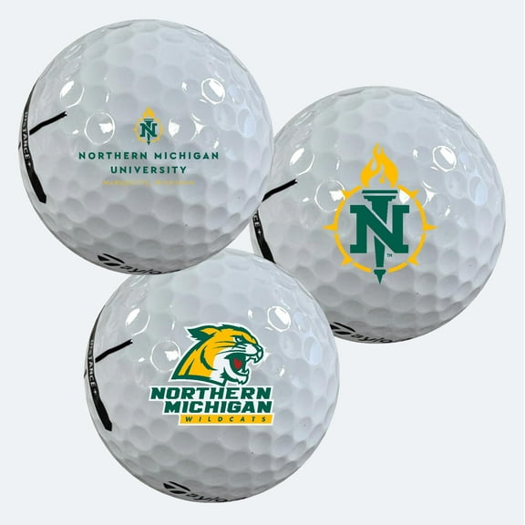 Northern Michigan University Wildcats Logo Edition Taylormade Distance Golf Balls 12-Pack (Dozen)