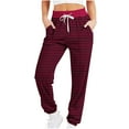thumbnail image 3 of QATAINLAV Limited Time Sale Sweatpants for Women Fashion Stripe Joggers Pants Casual Drawstring Elastic Waist Trousers Outdoor Athletic Running Pants with Pockets Red S, 3 of 6