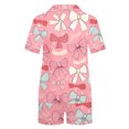 thumbnail image 4 of SERTG Womens Valentine Print Lapel Short Sleeve Pajama Set with Pockets Casual Spring Summer Homewear Two-Piece Outfit(Red#1,S), 4 of 5