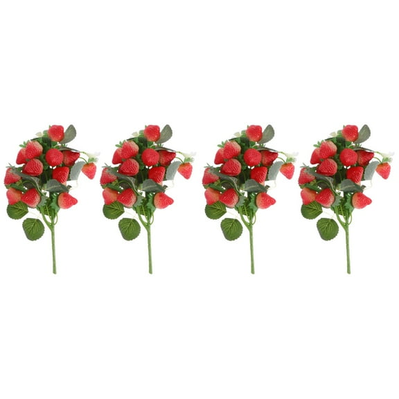 HOMEMAXS 4 pcs Strawberry Floral Arrangement Decor Artificial Strawberry Stems for