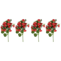HOMEMAXS 4 pcs Strawberry Floral Arrangement Decor Artificial Strawberry Stems for