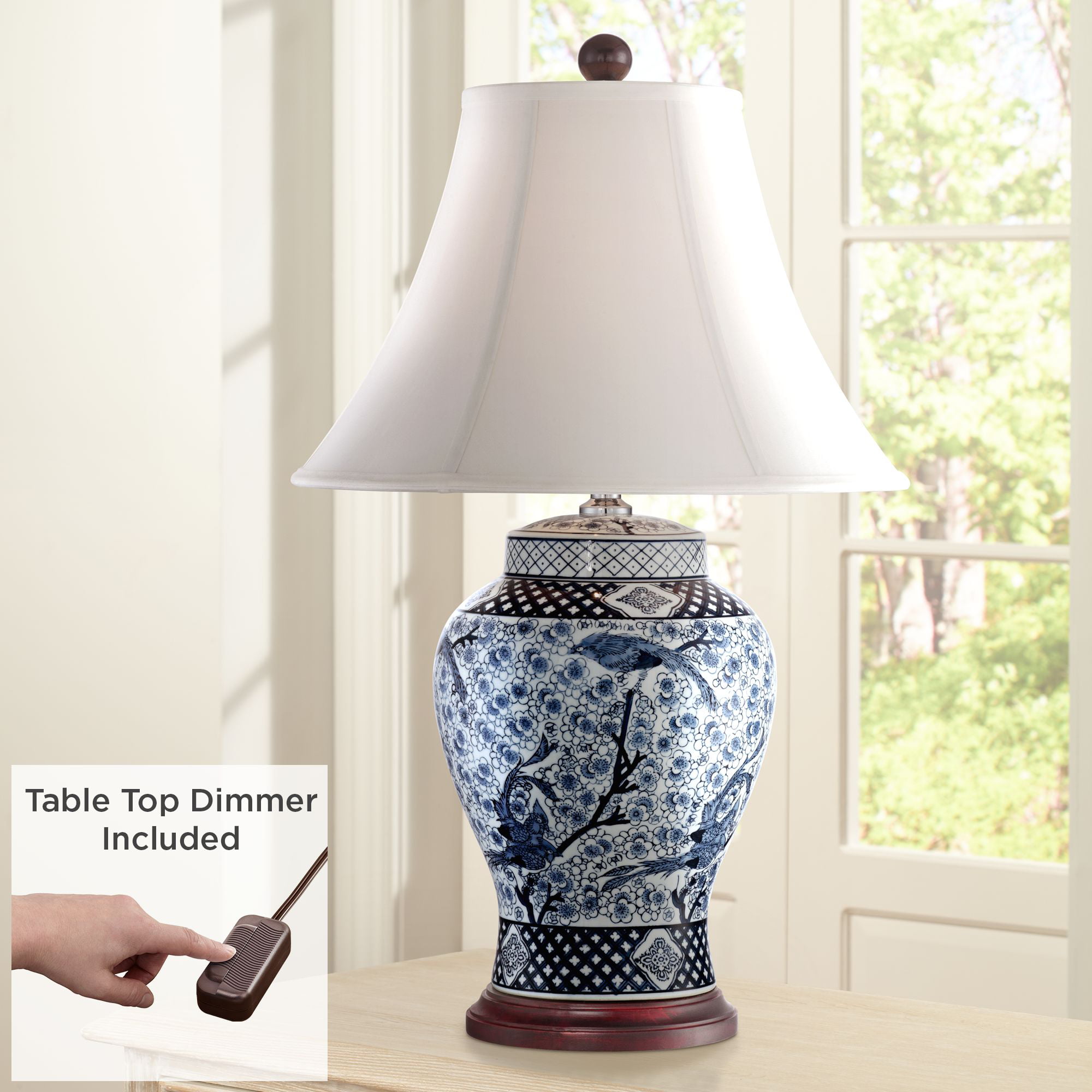 Ivy Traditional Ginger Jar Table Lamps, White Table Lamps For Bedroom