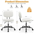 thumbnail image 3 of Office Task Chair, Cute Rolling Vanity Swivel Desk Chairs with Wheels, Comfortable Back Seat Armless for Home, Bedrooms, Office, Study, Sewing, Dressing Room, White, 3 of 6