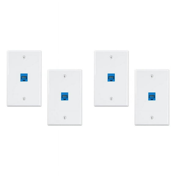 4-Pack 1 Port Ethernet Wall Plate, RJ45 Cat6 Female to Female Inline Coupler Face Plates, 1-Port