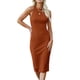 thumbnail image 1 of Vestido PRETTYGARDEN Bodycon Midi sin Mangas en Rojo Ladrillo XL, 1 of 7