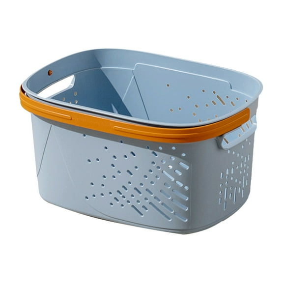 SLYNSHome Portable Shower Caddy Organizer with Handle Plastic Bathroom Storage Basket with Drain Holes for College Dorm Gym Laundry - Blue