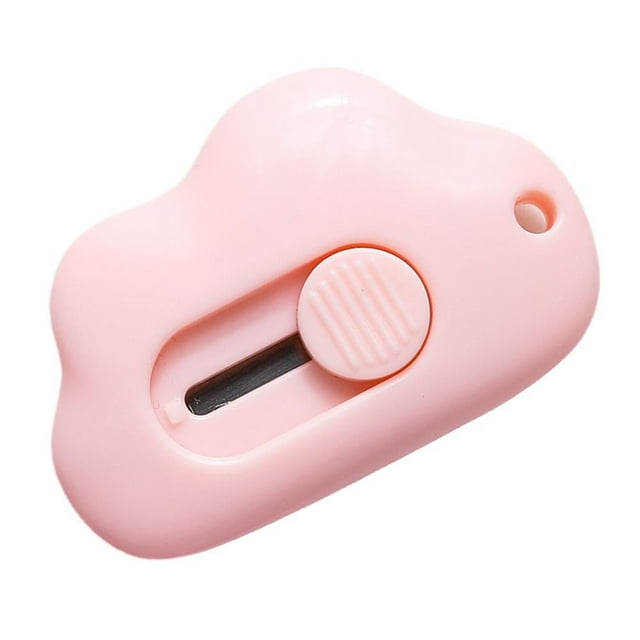 Cute Mini Box Cutter Cloud Shaped Utility Retractable Letter Opener with Key Chain Hole Portable Pocket Carton Envelope Slitter Small Paper Cutter Stationery Art Supplies elegantly
