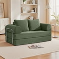 thumbnail image 2 of ATHOPE 63" Folding Convertible Sofa Bed, Oversized Corduroy Upholstered Boneless Couch, Loveseat Sleeper with Pull Out Bed, Floor Sofa Modular Futon Couch for Living Room Bedroom, Oliver Green, 2 of 10