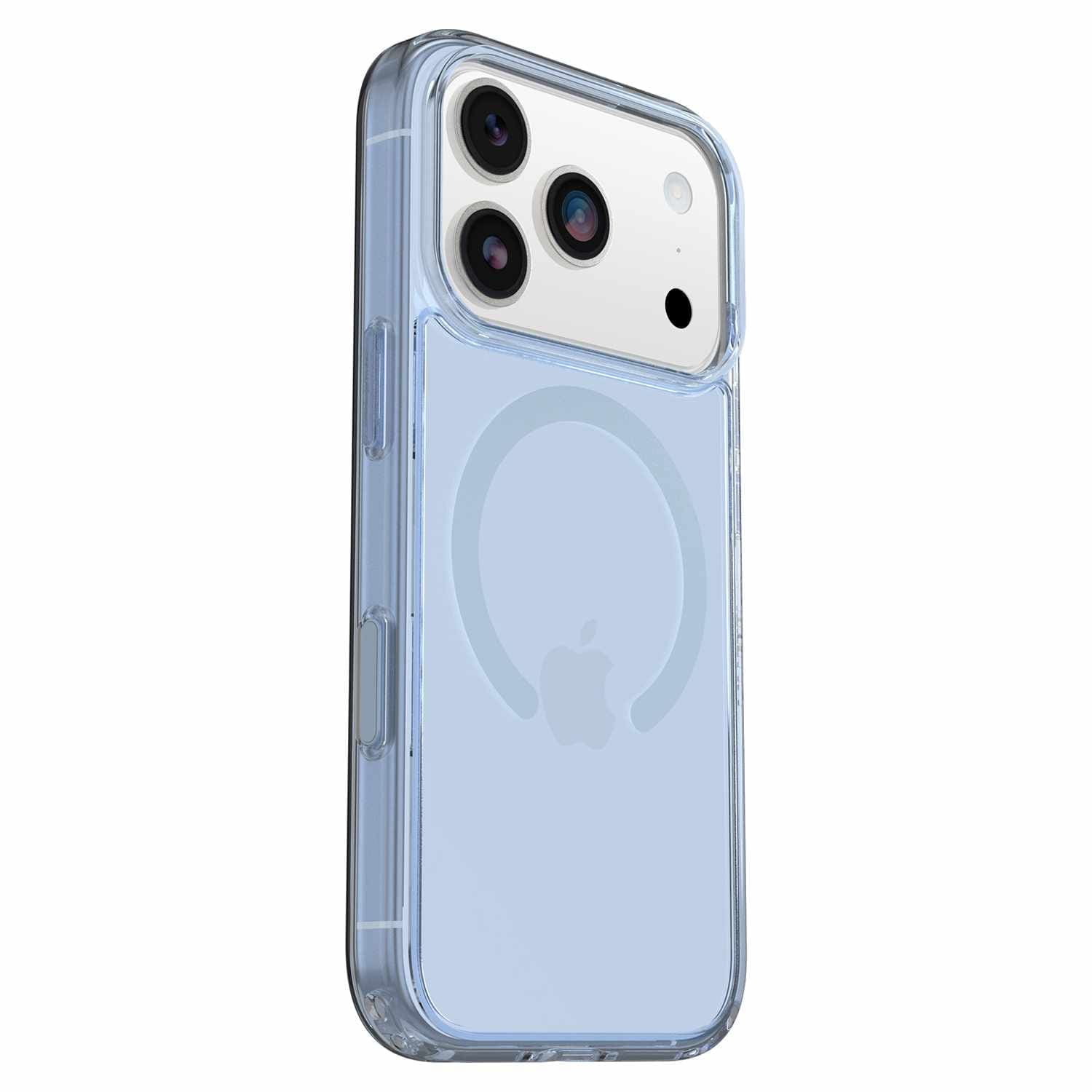 OtterBox Étui Symmetry Clear MagSafe avec Contrôle de la Caméra Silver Glade (Bleu) pour iPhone 17