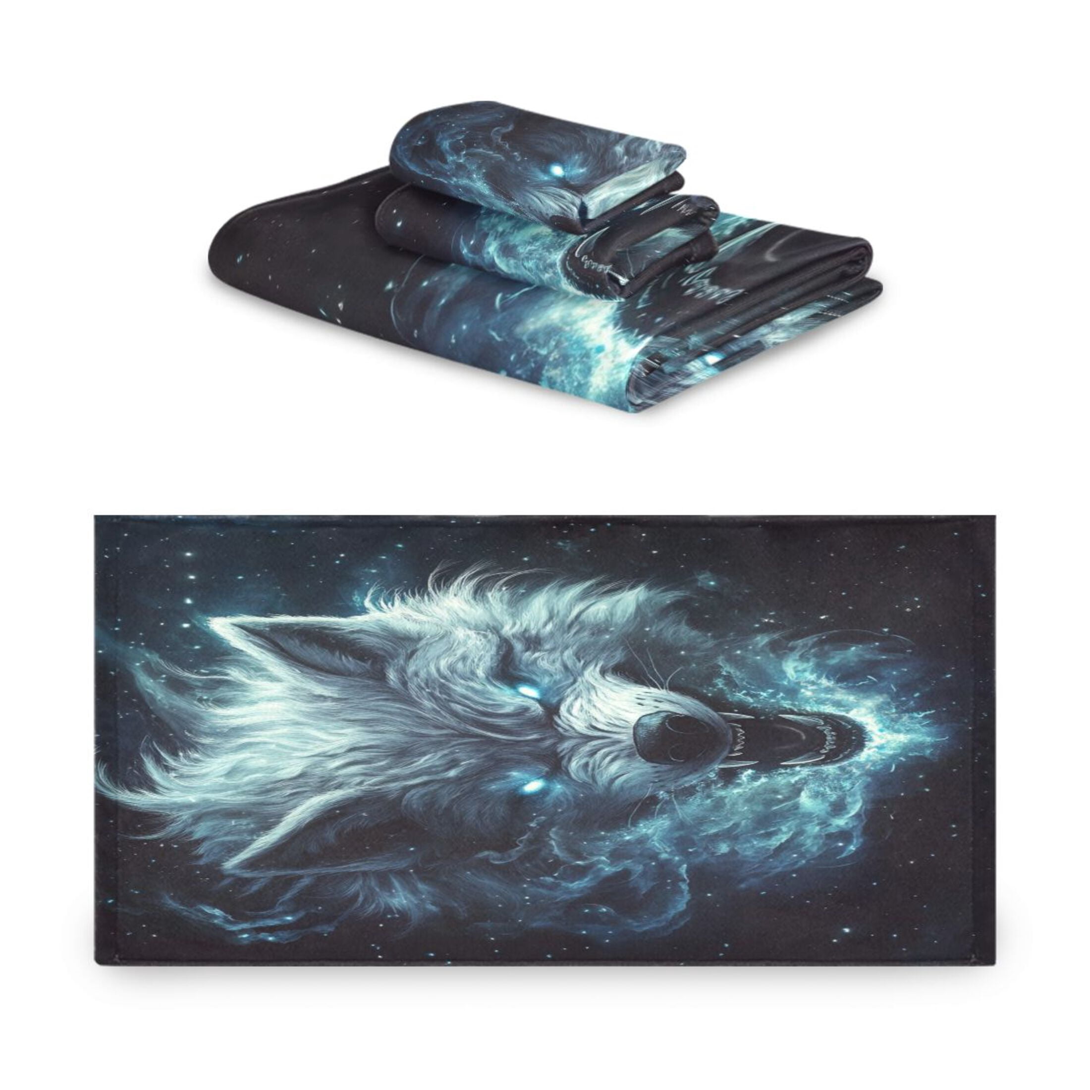 WOBOGO Show Ferocity Wolf Ultra Soft 3 Pack Cotton Towel Set Includes 60 x 30in Bath Towel 28 x 16in Face Towel and 13 x 13in Small Square Towel for Everyday Use Lightweight and Compact