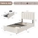 thumbnail image 4 of Qinaqin Twin-XL Boucle Upholstered Platform Cama con cm de Anchoavy Alturaeadboard- Almacenamiento Bookcase- 2 Profundidadrawers- No Caja Spring Needed- Blanco Stylish de, 4 of 7