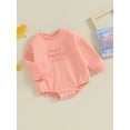 thumbnail image 3 of Liacowi Newborn Baby Fall Cotton Romper Sweatshirt Long Sleeve Crew Neck Embroidery Letters Bodysuit One Piece 3 6 12 18 Months Infant Clothes for Girls Boys, 3 of 7