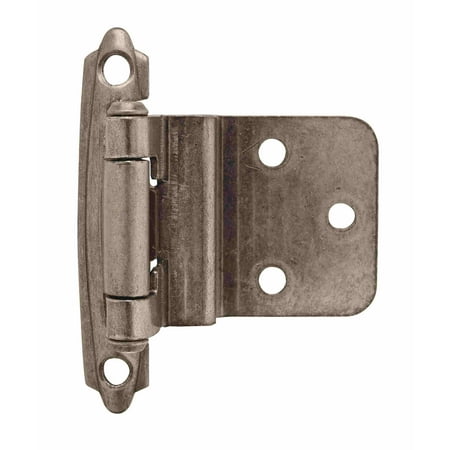 3/8in (10 mm) Inset Self-Closing, Face Mount Weathered Nickel Hinge - 2 Pack