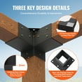 thumbnail image 3 of KFFKFF Pergola Support Set 4''x4''(Inner Dimensions 3.6x3.6), 8pcs 3-Direction Robust Corner Support Woodcraft DIY Post Foundation Kit, Simple Assembly Timber Beams, 3 of 9