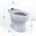 thumbnail image 2 of TOTO® TORNADO FLUSH® Commercial Flushometer Floor-Mounted Toilet, Elongated, Cotton White - CT725CU#01, 2 of 5