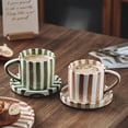 thumbnail image 2 of Set, Vintage Striped Teacup And Saucer, Ceramic Coffee Cup And Saucer Plate, Drinking Cups For Breakfast, Tea Party, Afternoon Tea, Home, Garden, Restaurant And More, Summer Winter Drinkware, Gifts, 2 of 9