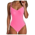 thumbnail image 3 of yueewhu Womens Tummy Control One Piece Swimsuit Sexy Crisscross Back Bathing Suit (Pink, XXL), 3 of 9