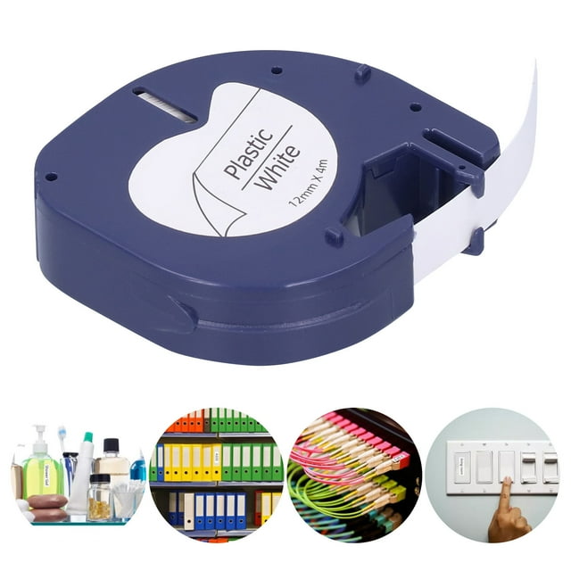 4meter Label Tape, Print Label Tape Label Maker Tape 12mm Label Tape Label Machine for Label Maker for Marking Black Letter on White 91201