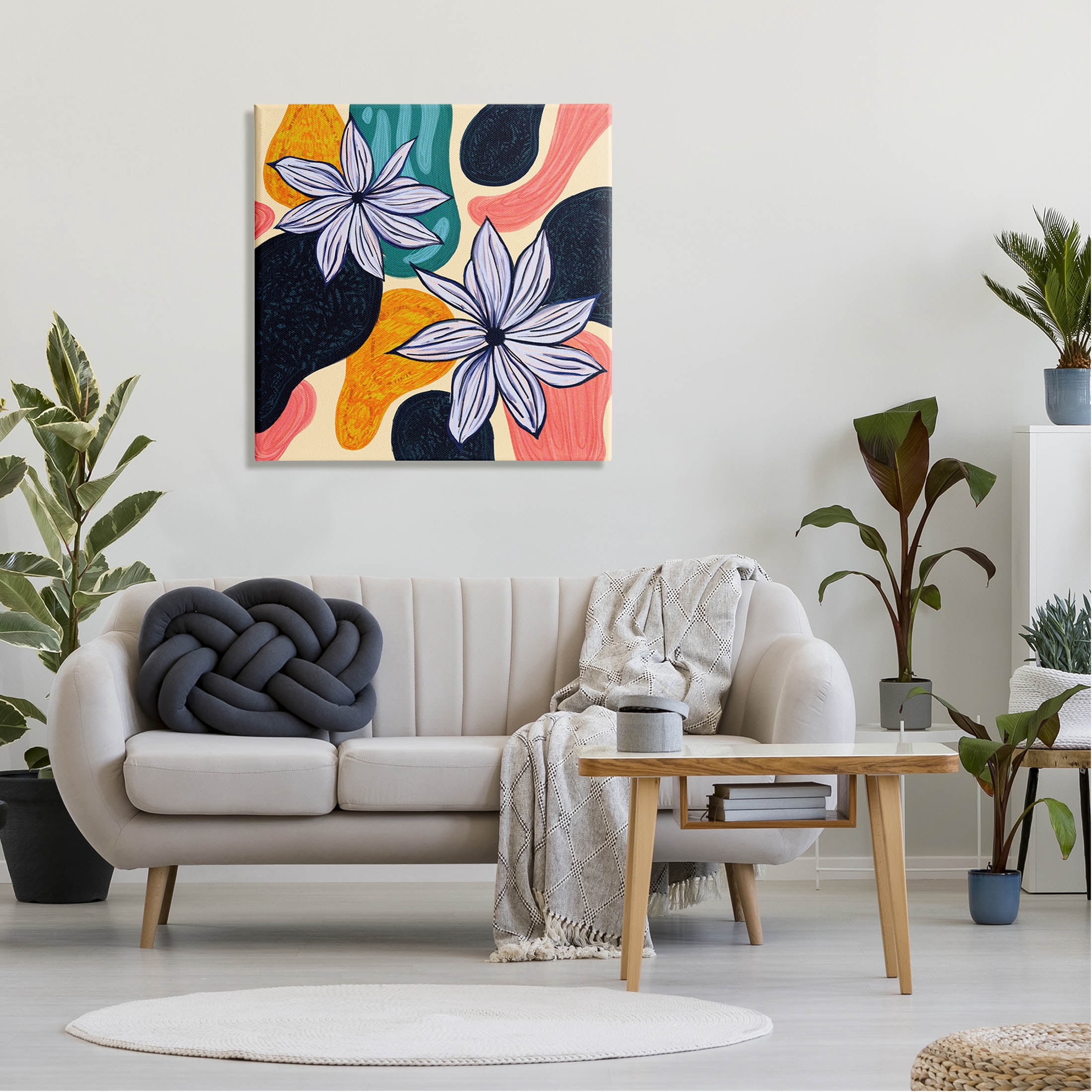 Stupell Industries Retro Floral Shapes Arrangement Graphic Art Gallery Wrapped Canvas Print Wall Art, Design by Ziwei Li
