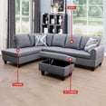 thumbnail image 3 of Irene Inevent 3 Pieces Linen Sofa Set, Modern Linen Sofa and Chaise Ottoman Couch Set for Living Room, Bedroom, Apartment, Office, Grey, 3 of 10