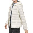 thumbnail image 1 of Cindysus Women Puffer Jacket Full Zip Coat Pocket Outwear Packable Party Hooded Down Jackets White 3XL, 1 of 2