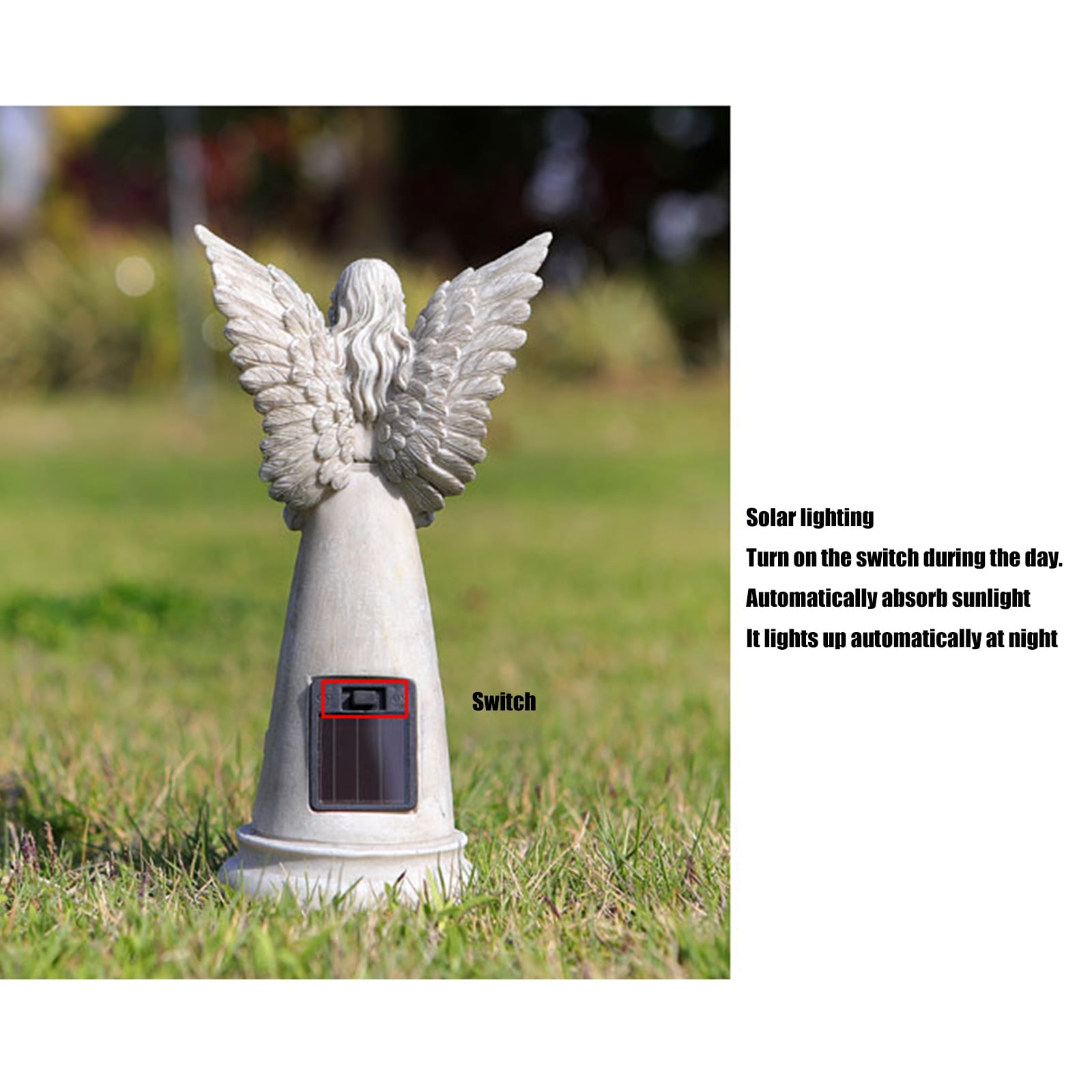 Angell Statue Garden Decors Solar Angell Figurine Praying Angles Gardens Memorial Sculpture Waterproof Angles Sculptures