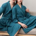 thumbnail image 4 of Men's And Women's Solid Color Autumn And Winter Couple Thin Seven Quarter Sleeved Nightgown, 4 of 4