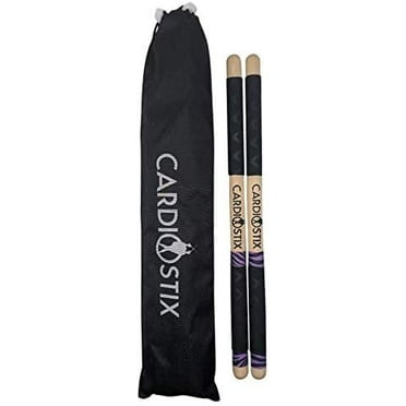 CardioStix 8.5oz Cardio Drum Sticks per set (1 PAIR WITH BAG) Bundle Weighted Double Grip w/Bag Premium American Hickory Wood | Drumming, Fitness, Aerobic Class (Purple Zebra with Bag)