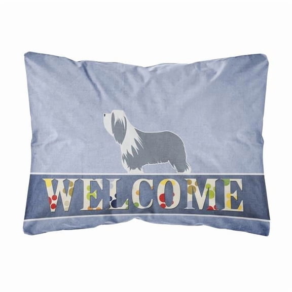 Carolines Treasures BB5521PW1216 Bearded Collie Welcome Canvas Fabric Decorative Pillow, 12H x16W, multicolor