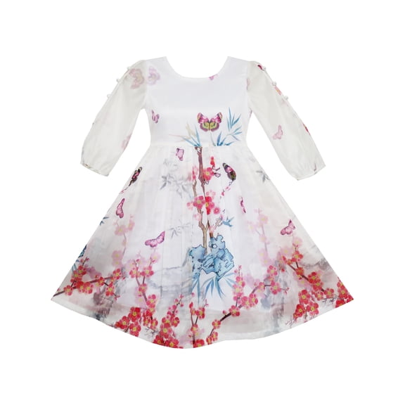 Girls Dress Butterfly Elegant Chinese Plum Flower Bamboo 4