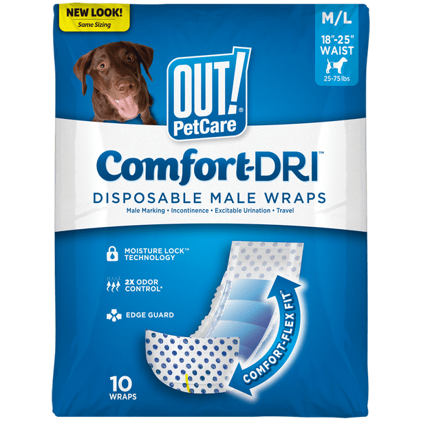 Out Petcare Disposable Male Dog Diapers Absorbent Leak Proof Fit Medium 10 Count Walmart Com