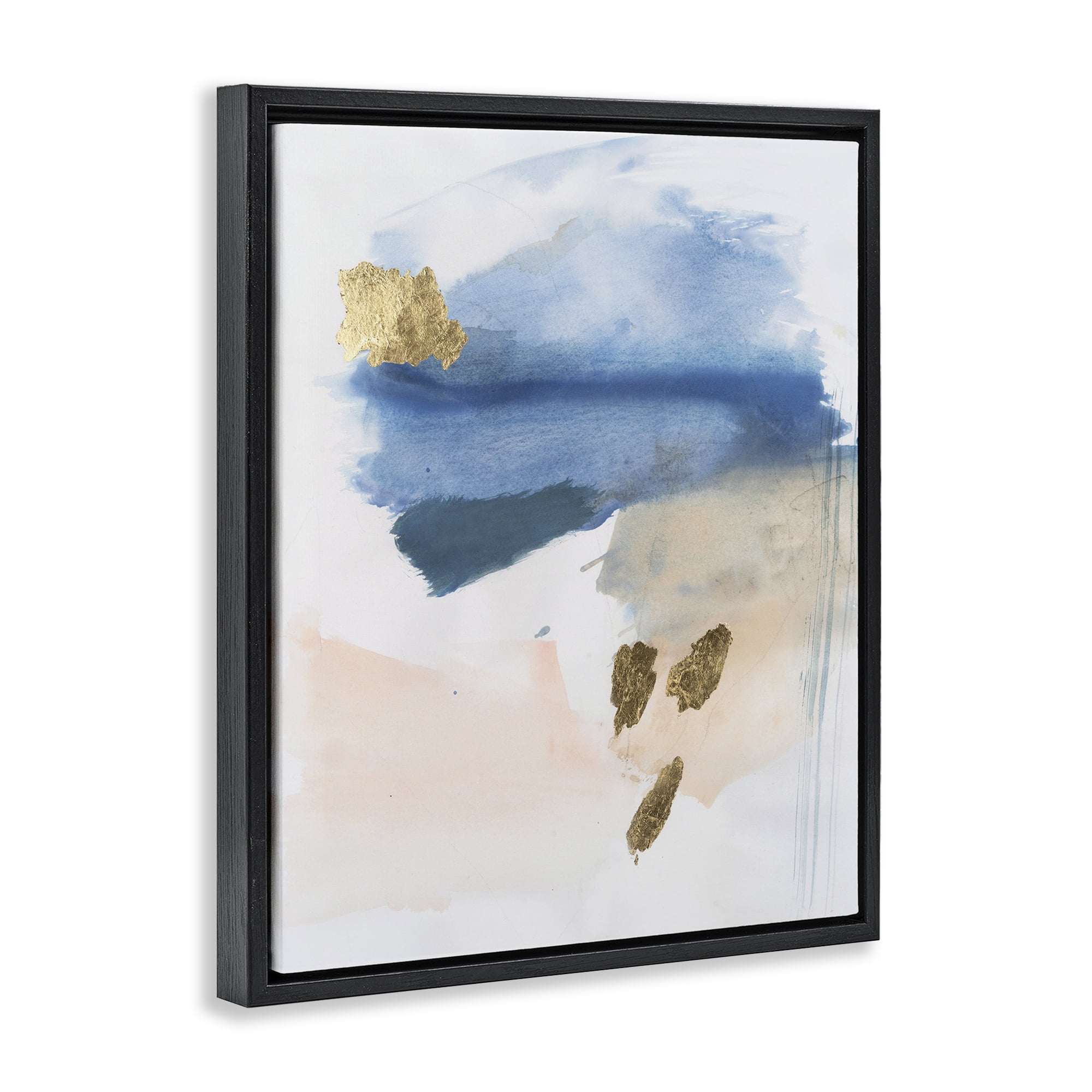 Stupell Industries Blue & Blush Ombre Abstract Painting Black Floater Framed Canvas Art Print Wall Art, 25 x 31