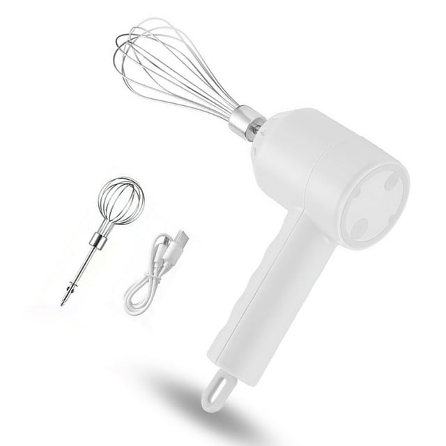 Xinxinyy Egg Whisk USB Cordless Rechargeable Egg Beater Household Baking Cream Mixer Blender Stirrer White