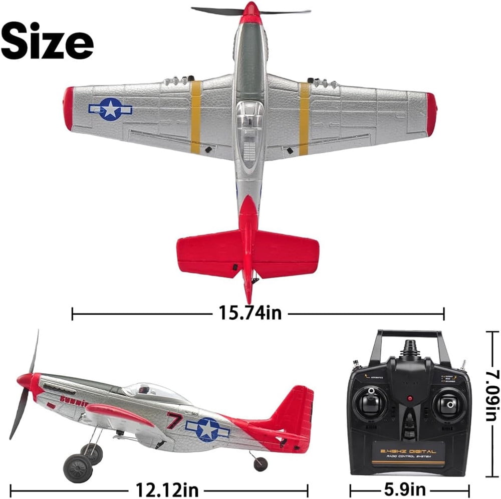 RC Plane 4CH P51D Mustang RC-Fighter RTF Remote Control Airplane 2.4GHz with 6-Axis Gyro System