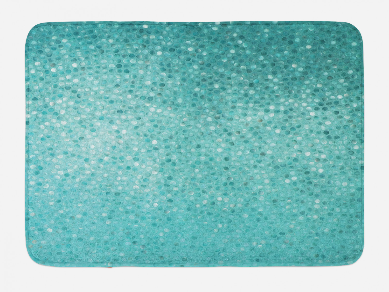 Turquoise Bath Mat, Small Dot Mosaic Tiles Shape Simple Classical