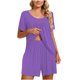 thumbnail image 2 of ICHUANYI Clearance 2PC Women's Round Neck Shorts Sleeve Two-piece Comfortable Home Pajamas Set Sports Set ICHUANYI "ICHUANYI", 2 of 7