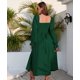 thumbnail image 3 of Vestido de manga larga abombada con lazo en la espalda para mujer Vestido a media pierna informal fluido reversible con volantes salvia y bolsillo para fiesta Boda Playa verde oscuro xl Sailing Electrónica, 3 of 5