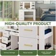thumbnail image 6 of Uforic Makeup Vanity Desk with Mirror & 10 Lights, Vanity Desk with Power Outlet, 4 Drawers & 8 Storage Shelves - White, 6 of 10