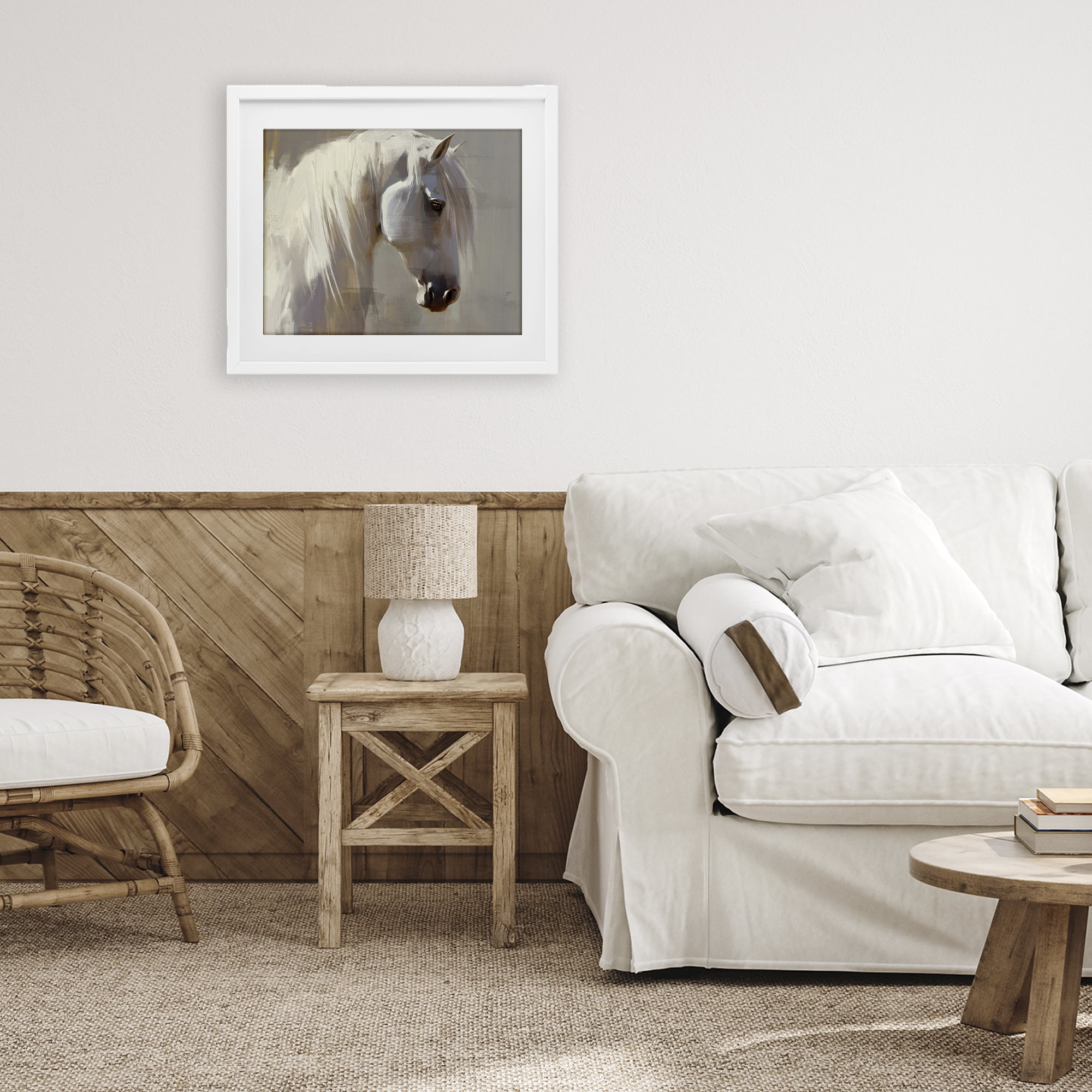 Stupell Industries White Moon Horse White Framed Print Under Glass, design by Svetlana Aleynikova