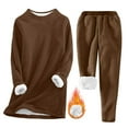 thumbnail image 2 of wycnly Womens Pajama Set Womens Fleece Sweatshirt 2 Piece Sets Winter Cozy Plush Pullover and Elastic Waist Pant Lounge Sets Casual Solid Homewear Outfits Sets Fall Saving, 2 of 7