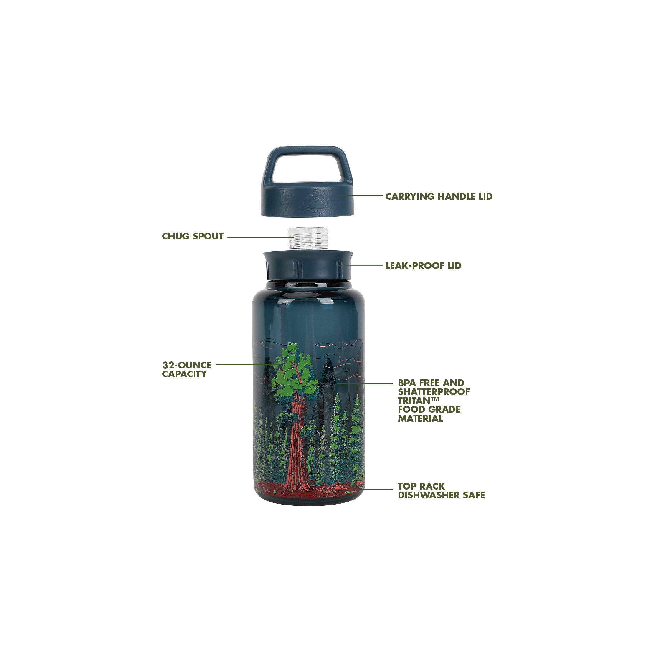 Ozark Trail 32 oz Chug Tritan Water Bottle - Ancient Forest Design