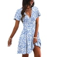 thumbnail image 2 of Hbhpov Women's Summer Causal Dresses V-Neck Short Sleeve Floral Beach Sundress M-2XL, 2 of 6