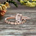 thumbnail image 5 of 2 Carat 7x5mm Emerald Cut Art Deco Morganite 10k Rose Gold Wedding Set Engagement Ring Anniversar Ring Surprisingly, 5 of 5