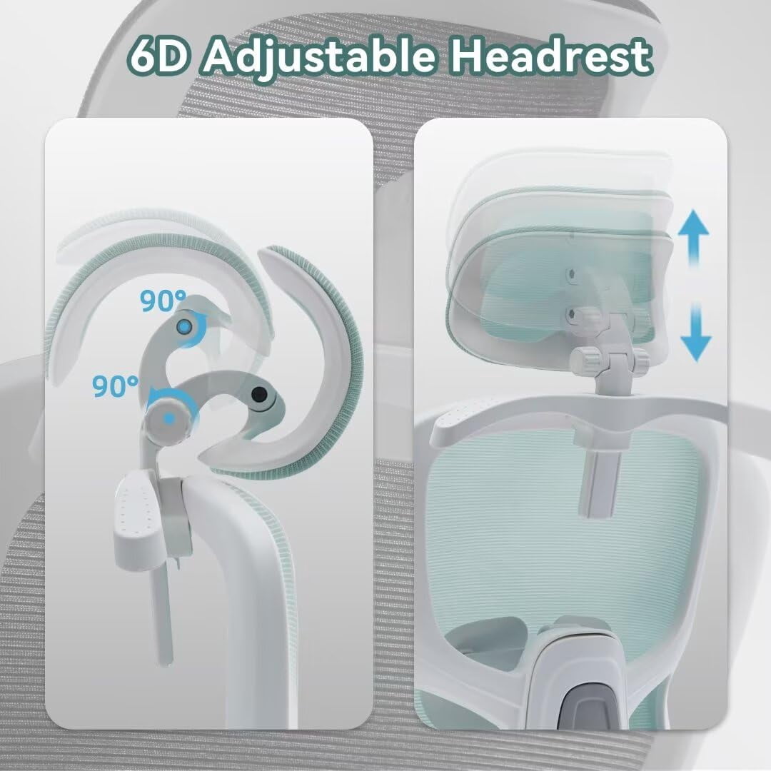 Ergonomic Office Chair With adjustable Lumbar Support, Breathable Mesh, Rotating tilt Lock，Bule