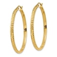 thumbnail image 2 of 14K Diamond-cut 2.8x37mm Hollow Hoop Earrings, 2 of 3