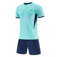 thumbnail image 4 of Boys Athletic Wear Ndbuld Children's Short Sleeve Top With Elastic Waist Shorts Sportswear And Soccer Set For Middle And Big Kids Blue 3XS, 4 of 5