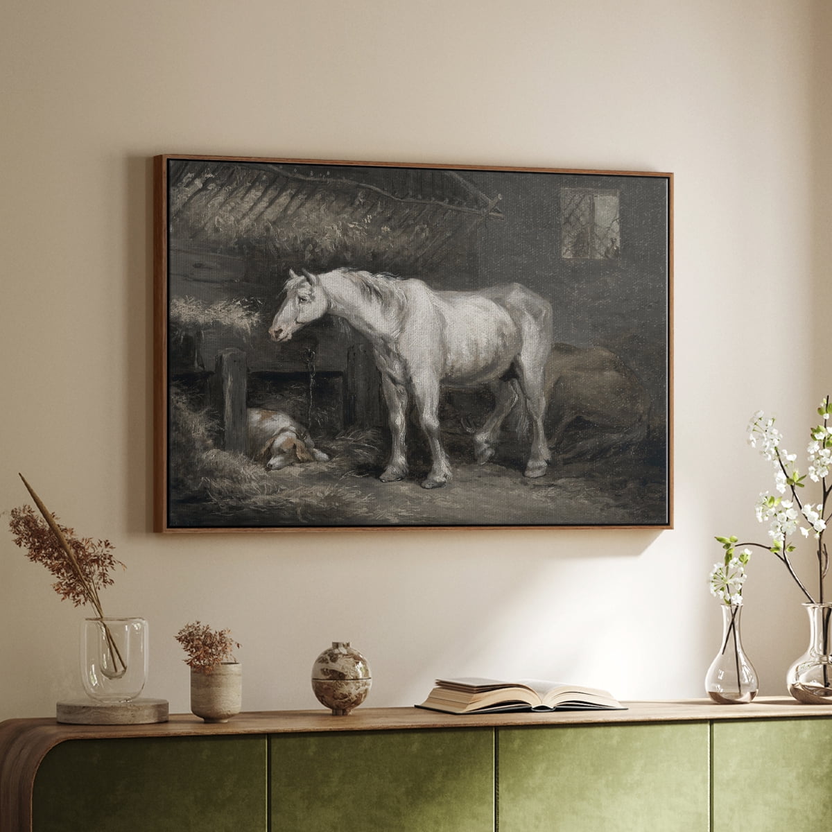 Vintage Animal Print-XLII By Wexford Home Framed in Walnut Wood Gallery Wrapped Canvas 17 in. x 25 in.