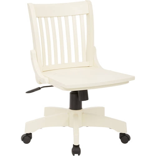 Osp Home Furnishings Deluxe Armless Wood Bankers Chair With Seat In Antique White Finish Com Osp Home Furnishings Deluxe Armless, Wood Bankers Chair Cushion