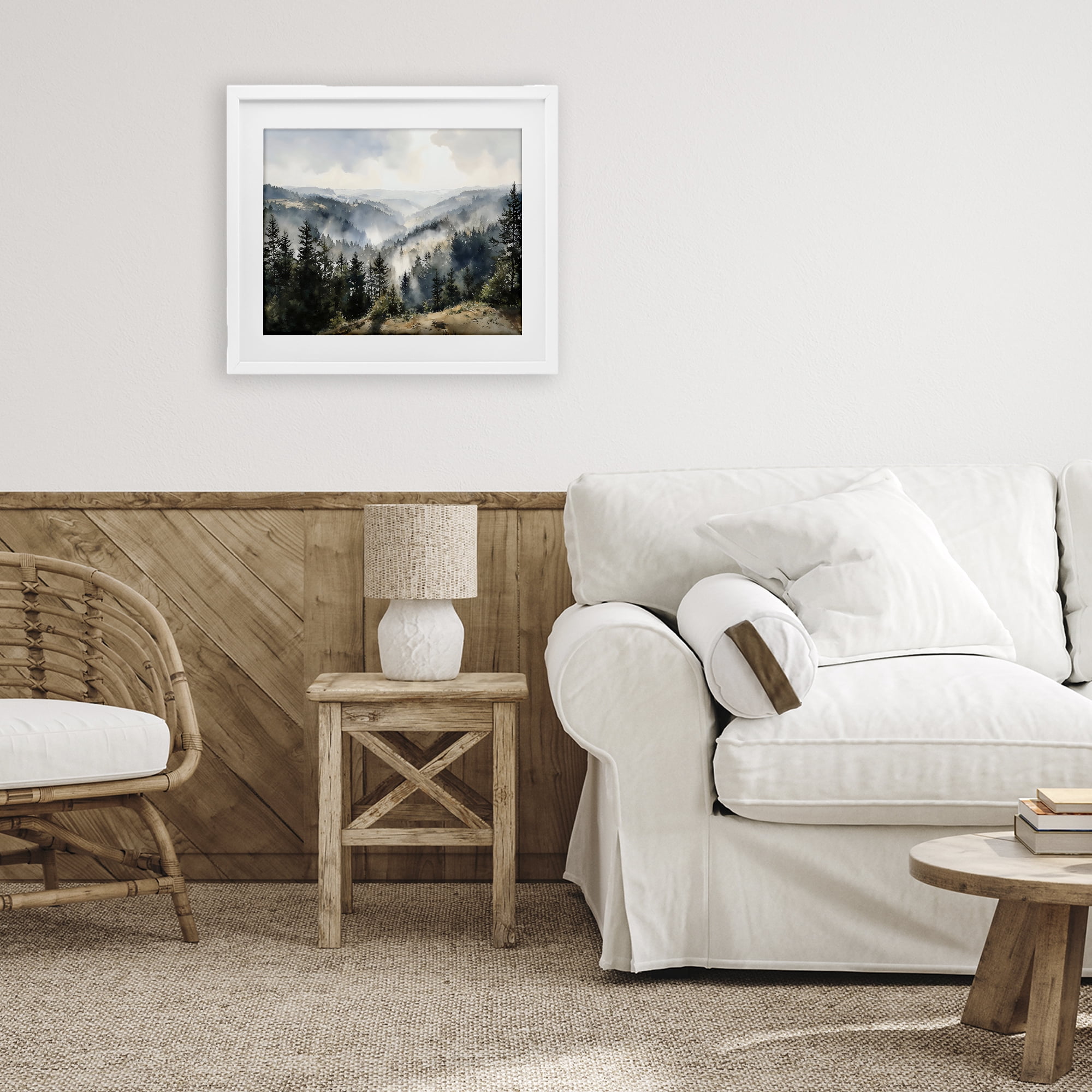 Stupell Industries Misty Tree Tops Vista White Framed Print Under Glass, design by Franklyn Gregory