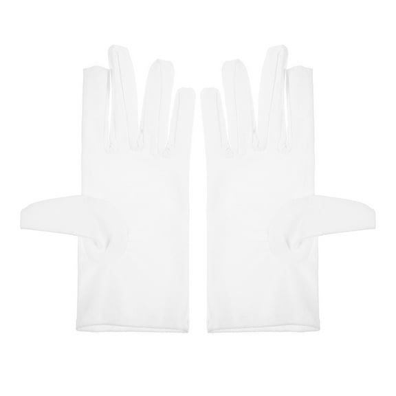IDEANATEGRATE White Gloves Full Finger Cloth 2Pcs Formal Accessory